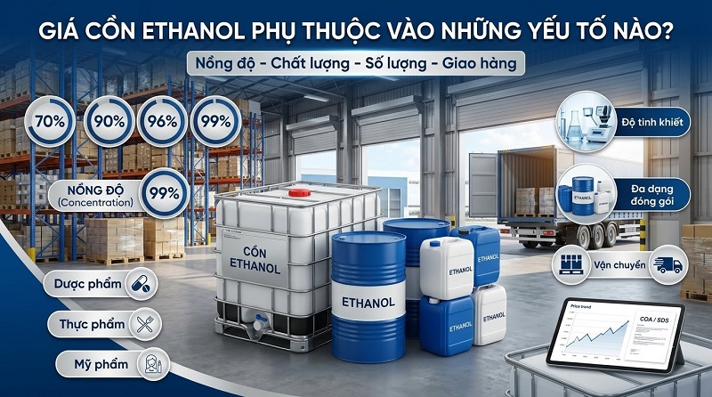 Bảng giá cồn ethanol mới nhất – Cập nhật theo nồng độ, quy cách và số lượng